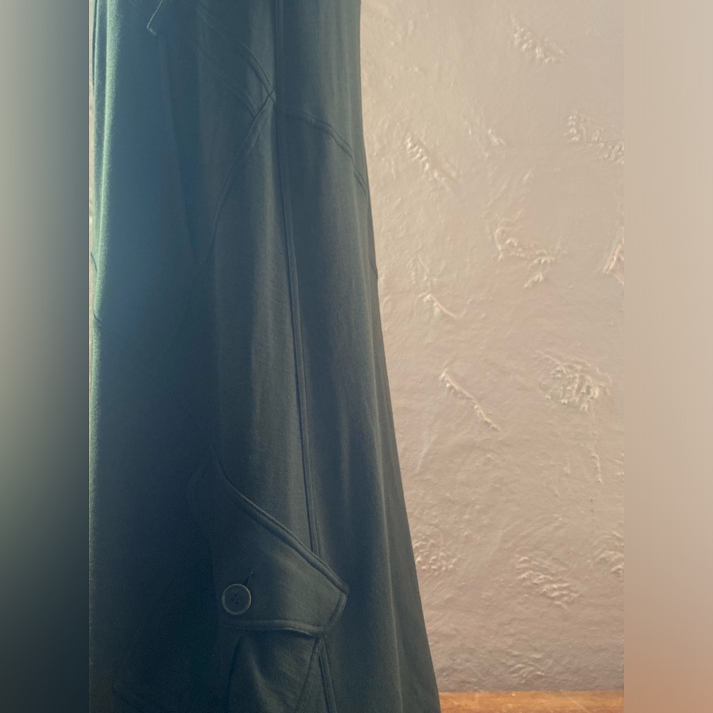Vintage 90s Moschino Cheap and Chic Green Wool Cargo Utility Maxi Dress - Picture 8 of 16